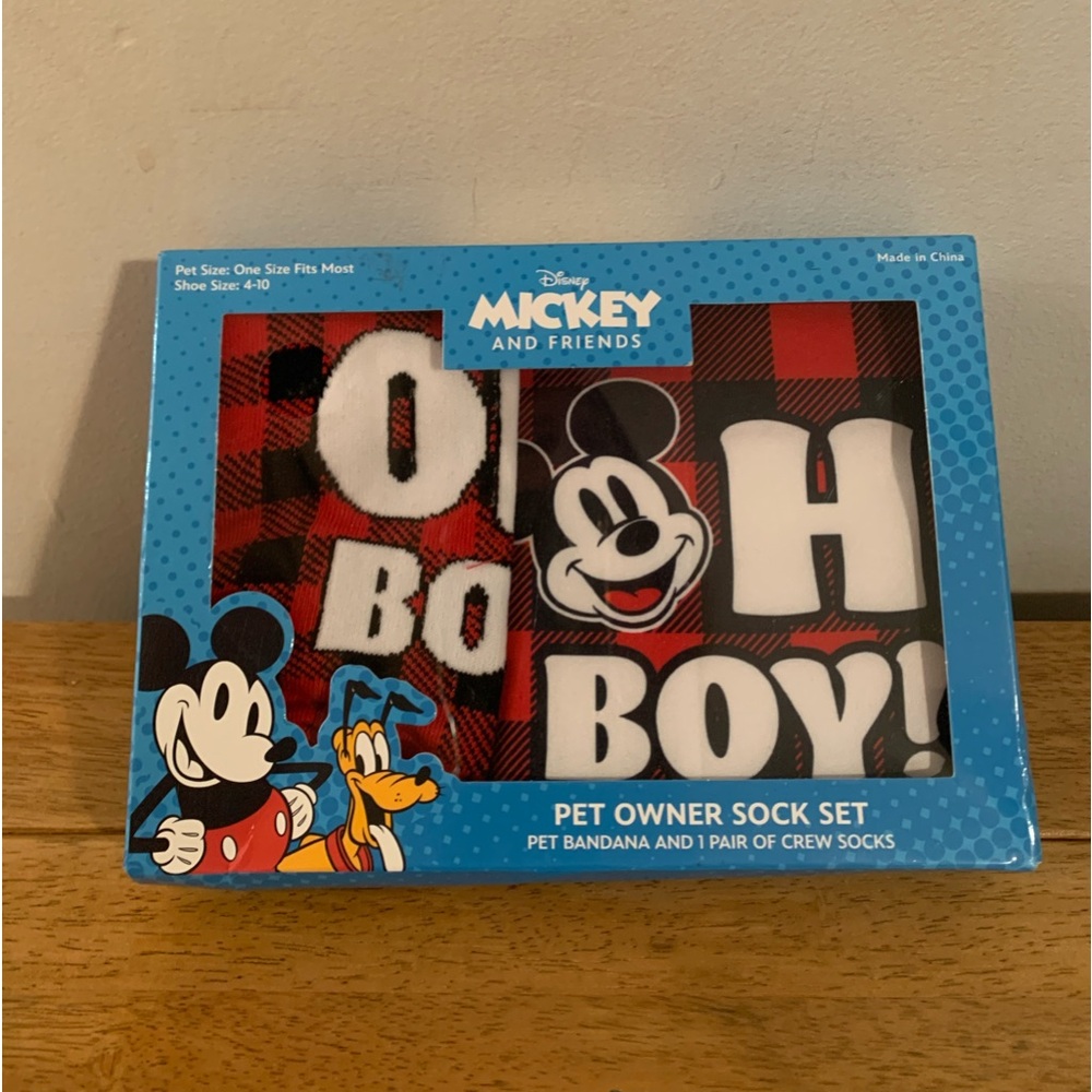 Disney Mickey Pet Owner Bandana and socks matching set gift box New